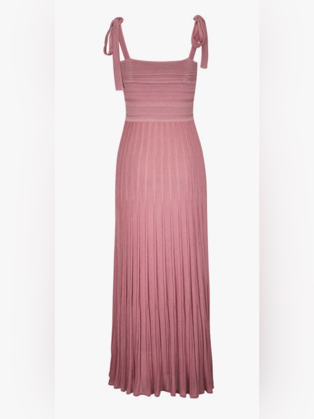Zimmermann Rose-Pink Metallic Ribbed Tie-Shoulder Maxi Dress